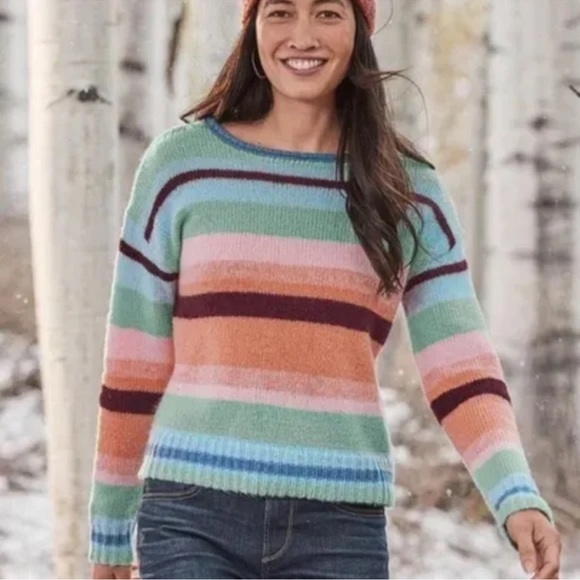 Sundance Striped Sibella Wool Blend Sweater S Pastels Cozy Winter Knit - Picture 1 of 6